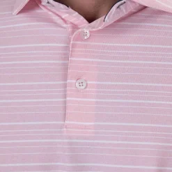 KJUS Polos-Men'S Soren Melange Stripe Polo S/S Pink Salt/White