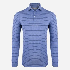 KJUS Polos-Men'S Soren Melange Stripe Polo L/S Bright Blue/Atlanta Blue