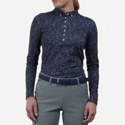 KJUS Polos-Women'S Dana Printed Polo L/S Atlanta Blue/Patina