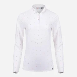 KJUS Polos-Women'S Dana Printed Polo L/S White/Kjus Orange