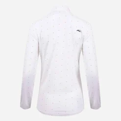 KJUS Polos-Women'S Dana Printed Polo L/S White/Kjus Orange