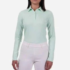 KJUS Polos-Women'S Elena Cooling Polo L/S Cucumber Ice