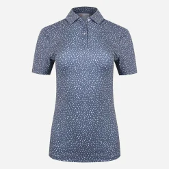KJUS Polos-Women'S Enya Printed Polo S/S Steel Blue/Bone White